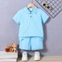 Solid Color Unisex Polo 2PCS Set - Summer Short Sleeve Shirt & Shorts Wholesale