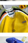 Green sweater men's and women's Hong Kong style spring and autumn top new oversize fake two-piece coat top couple wear lazy