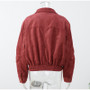 Women Faux Suede Cropped Jacket Stand Collar Snap Button Epaulet Detail Long Sleeve Loose Moto Outerwear Edgy Fall Daily Jackets