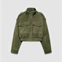Women Faux Suede Cropped Jacket Stand Collar Snap Button Epaulet Detail Long Sleeve Loose Moto Outerwear Edgy Fall Daily Jackets