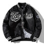 Tordna Black Canvas Bomber Jacket White Logo Embroidery Quick Dry Breathable Casual Streetwear Outerwear Winter Regular Men's