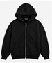 Men's Black Full Zip-Up Hoodie French Terry 100% Cotton Oversized Fit Winter Kangaroo Pocket Casual Streetwear Jacket Custom