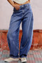 Barrel Leg Jeans Women Curved Seam Baggy Wide Leg Vintage Washed Denim Pants US Ready Stock