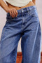 Barrel Leg Jeans Women Curved Seam Baggy Wide Leg Vintage Washed Denim Pants US Ready Stock