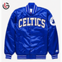 Winter Green Celtics Custom Embroidery Letterman Baseball Casual Stylish Satin Bomber Jacket Stand Collar Front Men's