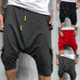 Cotton Low Crotch Hip Hop Men Pants Baggy Harem Pants Soft Drawstring Solid Color Casual Loose Pants Cropped Trousers