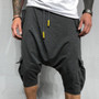Cotton Low Crotch Hip Hop Men Pants Baggy Harem Pants Soft Drawstring Solid Color Casual Loose Pants Cropped Trousers