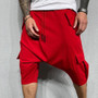 Cotton Low Crotch Hip Hop Men Pants Baggy Harem Pants Soft Drawstring Solid Color Casual Loose Pants Cropped Trousers