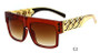 WHO CUTIE Square Sunglasses Men Women Brand 2025 Designer Beyonce Celebrity Hip Hop Flat Top Retro Gold Frame Sun Glasses Shades