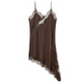 HXAO Asymmetrical Lace Dress Woman Sleeveless Slip Black Dress Summer Satin Party Dresses Backless Sexy Short Night Dresses