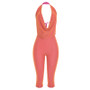 Joskaa Sexy Patchwork 2 Piece Set Women Cowl Neck Halter Backless Tie-Up Crop Top+High Waist Capri Pants Matching Party Clubwear
