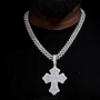 Iced Cross Pendant Moissanite Link Chain Hip Hop Necklace Unisex 925 Sterling Silver Gold Plated Finish Party Occasions