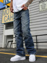Big and Tall Men's Jeans Relaxed Straight Leg Vintage Blue Washed Plus Size Denim Pants US Warehouse