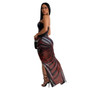 XZ8036 New Explosions European and American Women's Mesh Printing Strapless High Vent Sexy Long dress