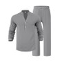 Cross-Border Men's Linen Autumn Loose Casual Breathable V-Neck Henley Shirt Long-Sleeve Long Pants Set Autumn New Arrivals