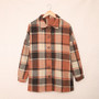 Trendy European and American Plaid Shirt for Women, Long-Sleeve, Turn-Down Collar, Button-Up, Simple Style, Autumn and Winter Women's Shirt, New Plaid Jacket for Women