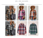 Trendy European and American Plaid Shirt for Women, Long-Sleeve, Turn-Down Collar, Button-Up, Simple Style, Autumn and Winter Women's Shirt, New Plaid Jacket for Women