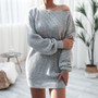 Real shot autumn and winter Europe and the United States long sleeve collar casual loose knitted sweater dress Amazon explosions cross-border women's clothing