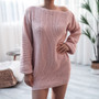 Real shot autumn and winter Europe and the United States long sleeve collar casual loose knitted sweater dress Amazon explosions cross-border women's clothing