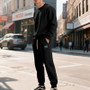 Cross-Border Men's American Autumn and Winter Heavyweight Fleece Round Neck Sweatshirt Suit Loose Simple Casual Sweatshirt Two-Piece Set