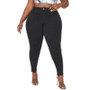 Women's Plus Size Straight Stretchy Denim Pants Mid-Waist Black Jeans Casual Black Mid-Waist Washed Pencil Jeans Length Denim