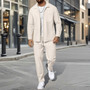 2025 Cross-Border Men's Autumn Waffle Solid Color Zipper Placket Pocket Lapel Slim Cardigan Men's Jacket Suit