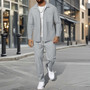 2025 Cross-Border Men's Autumn Waffle Solid Color Zipper Placket Pocket Lapel Slim Cardigan Men's Jacket Suit