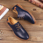 Sh11715a New Arrival Young Men Dress Shoes and Casual Fashion Shoes Navy Blue Shoes Leather Men