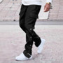 Men's Cargo Pants Streetwear Snap Button Side Open Straight Trousers Casual Drawstring Waist Multi Pocket Pants
