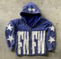 High Quality Cotton Oversize Hoodie Streetwear Custom Embroidery Patch Zip up Oversized Men's Hoodies Pull Up Rhinestone Hoodie