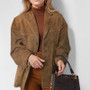 2024 Autumn Winter Women Jacket With Lapel Woman Casual Single Breasted Pocket Long Sleeve Short Coat Street Overcoat