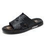 Fashion Leather Men's Slippers Luxury Crocodile Slip On Casual Shoes High Quality New Non-Slip Summer Sandals For Men Slippers