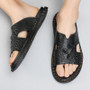 Fashion Leather Men's Slippers Luxury Crocodile Slip On Casual Shoes High Quality New Non-Slip Summer Sandals For Men Slippers