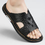 Fashion Leather Men's Slippers Luxury Crocodile Slip On Casual Shoes High Quality New Non-Slip Summer Sandals For Men Slippers