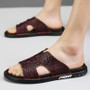 Fashion Leather Men's Slippers Luxury Crocodile Slip On Casual Shoes High Quality New Non-Slip Summer Sandals For Men Slippers
