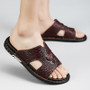 Fashion Leather Men's Slippers Luxury Crocodile Slip On Casual Shoes High Quality New Non-Slip Summer Sandals For Men Slippers