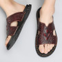 Fashion Leather Men's Slippers Luxury Crocodile Slip On Casual Shoes High Quality New Non-Slip Summer Sandals For Men Slippers