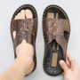 Fashion Leather Men's Slippers Luxury Crocodile Slip On Casual Shoes High Quality New Non-Slip Summer Sandals For Men Slippers