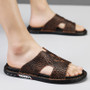 Fashion Leather Men's Slippers Luxury Crocodile Slip On Casual Shoes High Quality New Non-Slip Summer Sandals For Men Slippers
