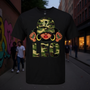 Leo Queen Afro Girl with Cap Camo Zodiac Women's Black Short Sleeve Digital Printed T-Shirt-Promotional Product