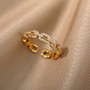 Luxury Zircon Geometric Rings For Women Stainless Steel Gold Color Open Ring Trendy Wedding Party Aesthetic Jewerly Gift Femme