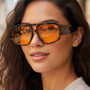 JNPCXI Fashion Double Bridges Polygon Square Women Sunglasses Green Shades UV400 Men Sun Glasses