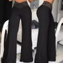 Women High Waist Flared Pants Office Casual Sheer Mesh Patch Crisscross Y2K Trousers Elegant Streetwear Work Pants Lady Clothes