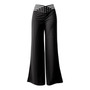 Women High Waist Flared Pants Office Casual Sheer Mesh Patch Crisscross Y2K Trousers Elegant Streetwear Work Pants Lady Clothes