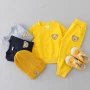 2PCS Children's Set Spring and Autumn Simple Little Bear Head Round Neck Long Sleeve Pants Outdoor Set for Young Children