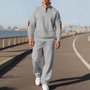Amazon Cross-Border New European and American Men's Casual Trousers with Stand Collar, Versatile Jacquard Ribbed Knitwear Autumn Suit for Men