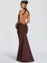 Mozision Turtleneck Backless Sexy Maxi Dress Women Gown Elegant Off-shoulder Sleeveless Ruched Bodycon Club Party Long Dress