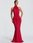 Mozision Turtleneck Backless Sexy Maxi Dress Women Gown Elegant Off-shoulder Sleeveless Ruched Bodycon Club Party Long Dress