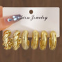 LATS 6pcs/set Chunky Gold Plated Vintage Minimalist Smooth Circle Hoop Earring Set for Women Bohemia Fashion Jewelry Gifts