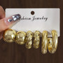 LATS 6pcs/set Chunky Gold Plated Vintage Minimalist Smooth Circle Hoop Earring Set for Women Bohemia Fashion Jewelry Gifts